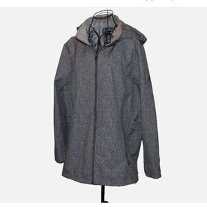 ZeroXposur Jacket 1X Fleece Lined Removable Hood Zip Pockets Gray Lightweight